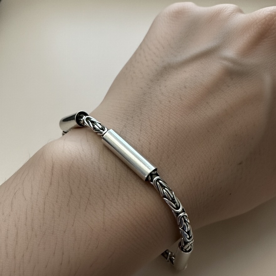 Sterling Silver 925 Byzantine Bracelet "Azara" - Silver Image 2