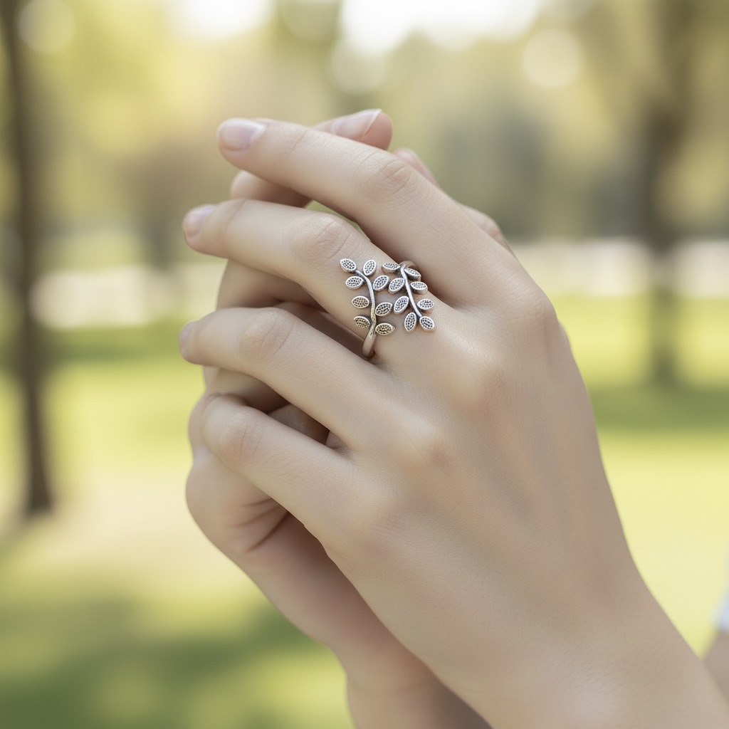Sterling Silver 925 Leaf Wrap Ring "Rachilla" - Image 3