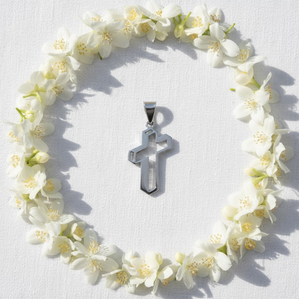 Sterling Silver 925 Unisex 3D Cross Pendant "Ortho" - Image 2