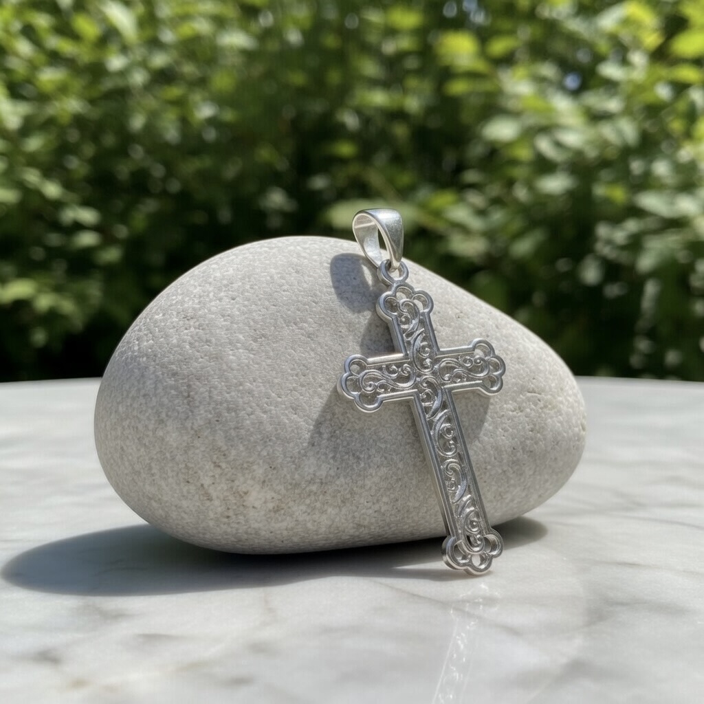 Sterling Silver 925 Cross Pendant "Lace" - Image 2