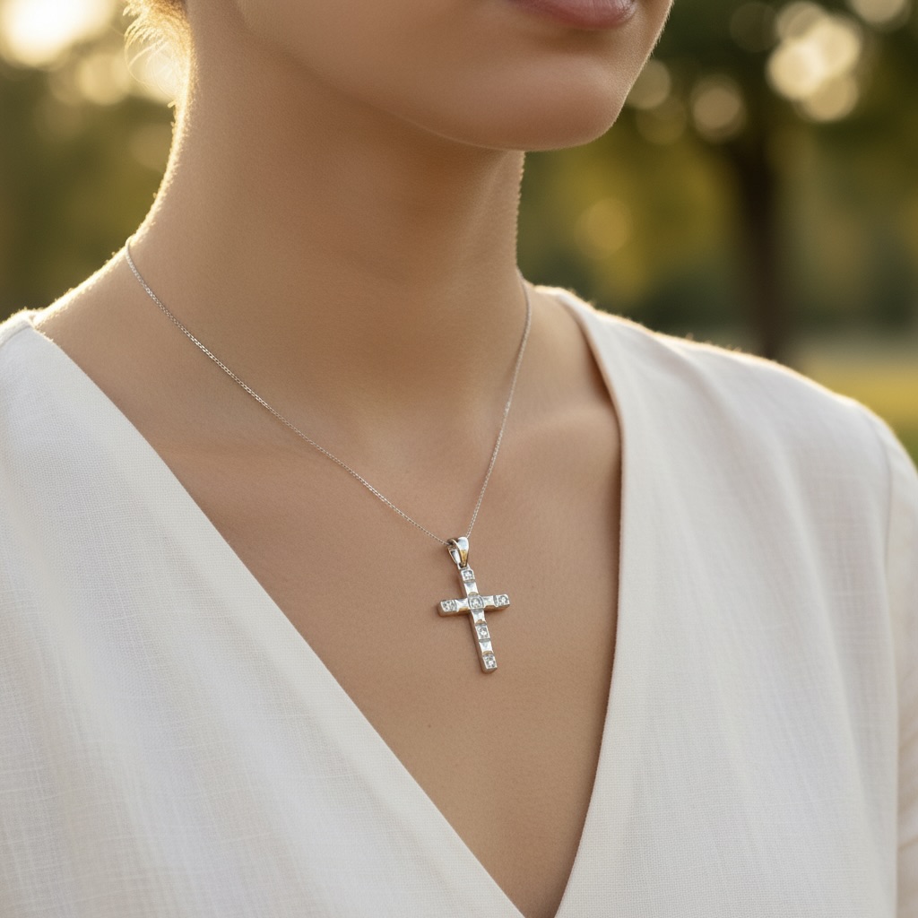 Sterling Silver 925 Cross Cubic Zirconia Pendant "Riviera" - Image 3