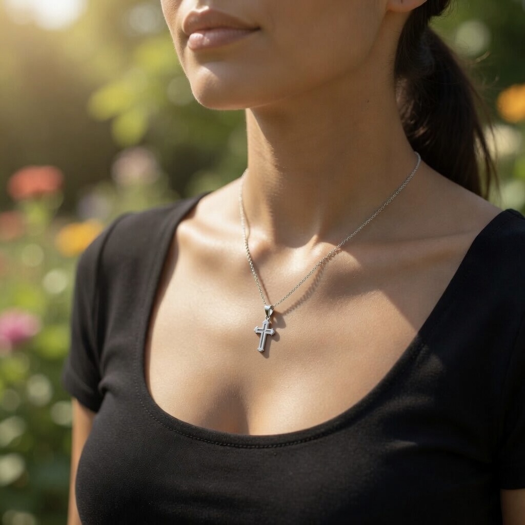Sterling Silver 925 Petite Cross Pendant "Fidele" - Image 3