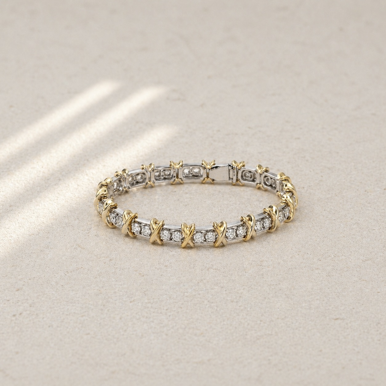 Sterling Silver 925 Yellow Gold Plated CZ Bangle Bracelet "Belle" - Image 2