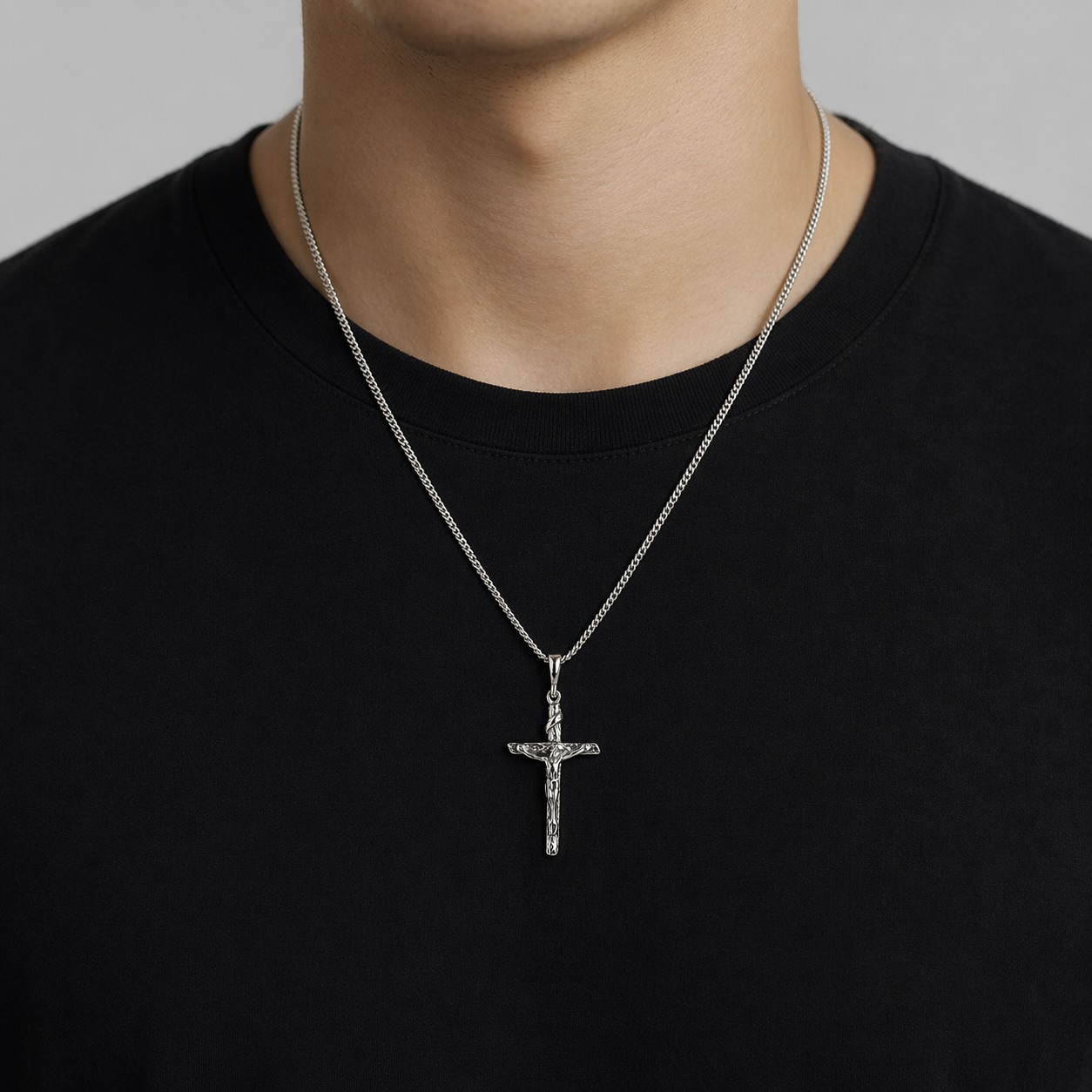 Sterling Silver 925 Cross Crucifix Pendant "Messiah" - Image 3