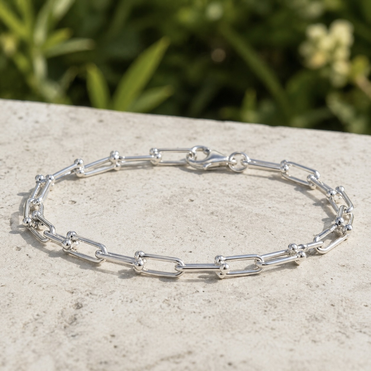 Sterling Silver 925 Chain Link Bracelet "The U" - Image 2