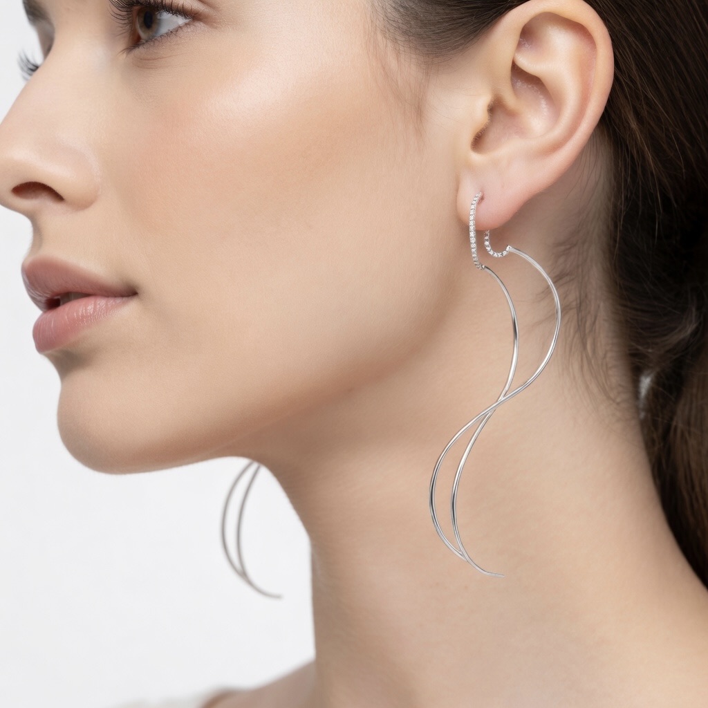 Sterling Silver 925 Long Threader Earrings “Airy” - Image 3
