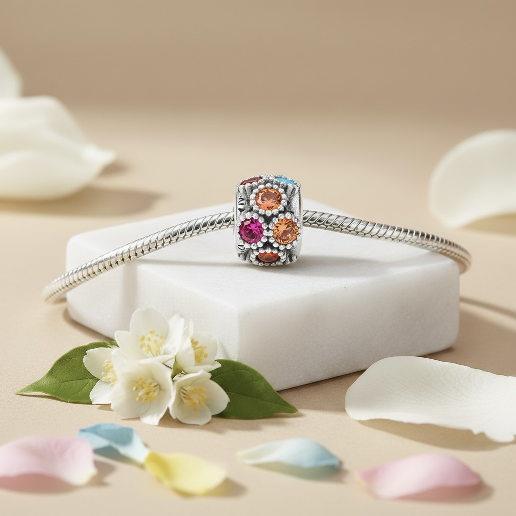 Sterling Silver 925 Multicolour Bracelet Bead Charm “Festival Lights” - Image 3