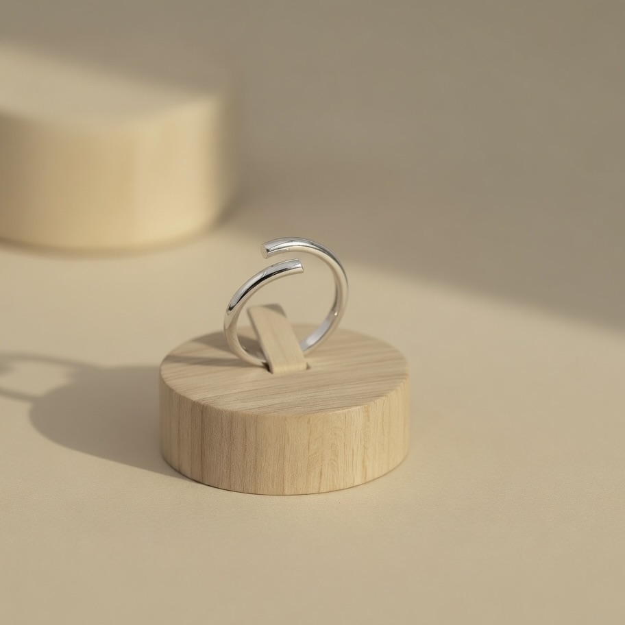 Sterling Silver 925 Minimalist Open Cuff Ring "Essentials" - Image 2