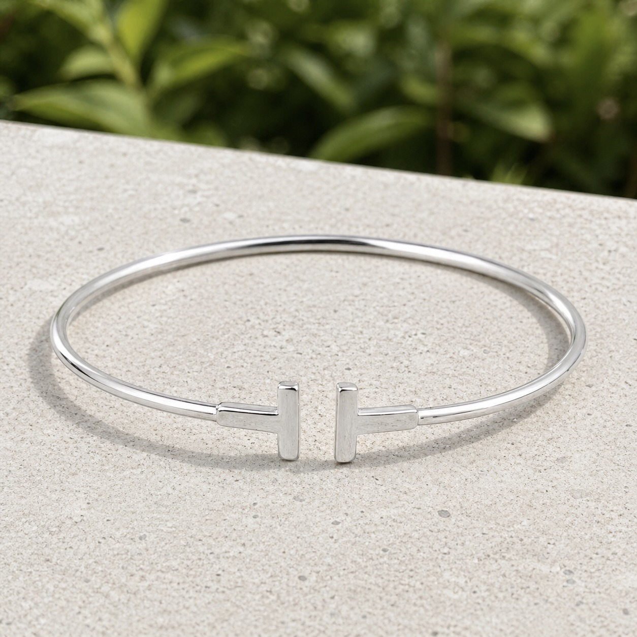 Sterling Silver 925 Open Cuff Bangle Bracelet "City" - Image 2