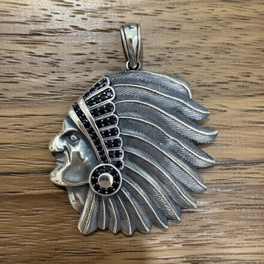 Sterling Silver 925 Native American Pendant "Spirit" - Silver Image 2