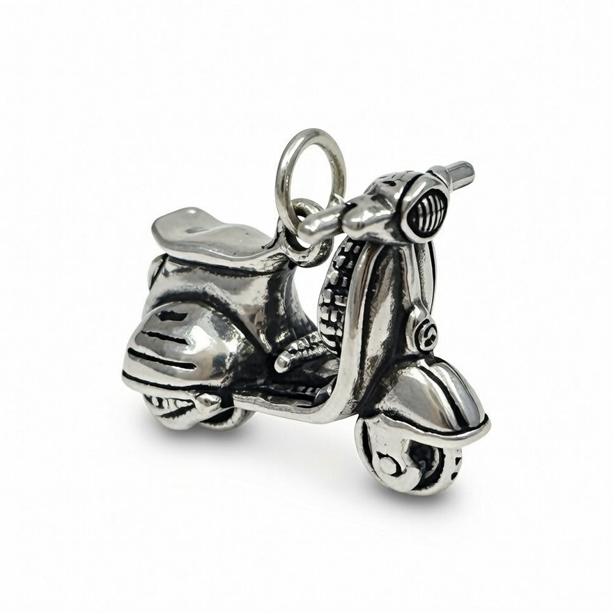 Sterling Silver 925 Vespa Scooter Charm Pendant "Audrey" - Silver Image 2