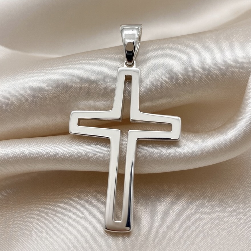 Sterling Silver 925 Open Cross Pendant "Lima" - Silver Image 2