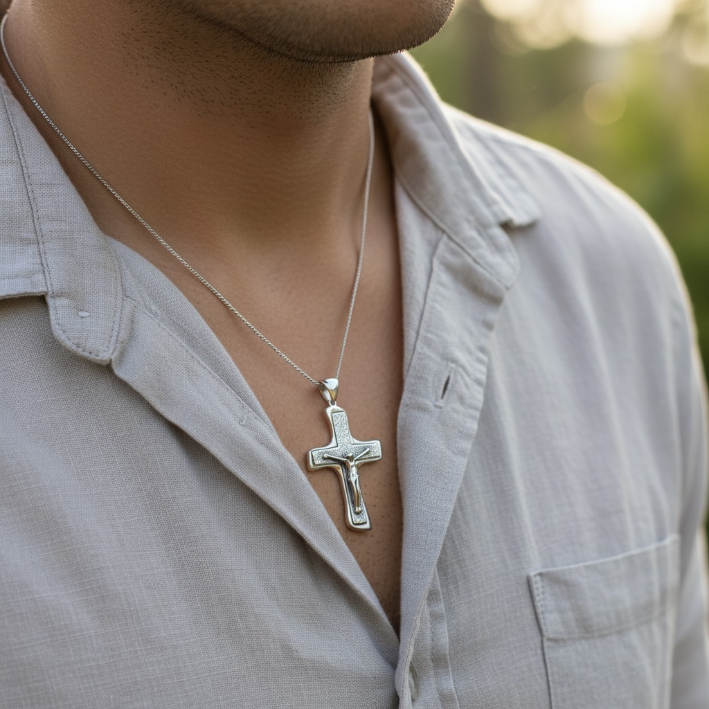 Sterling Silver 925 Cross Crucifix Pendant "Son of God" - Image 3