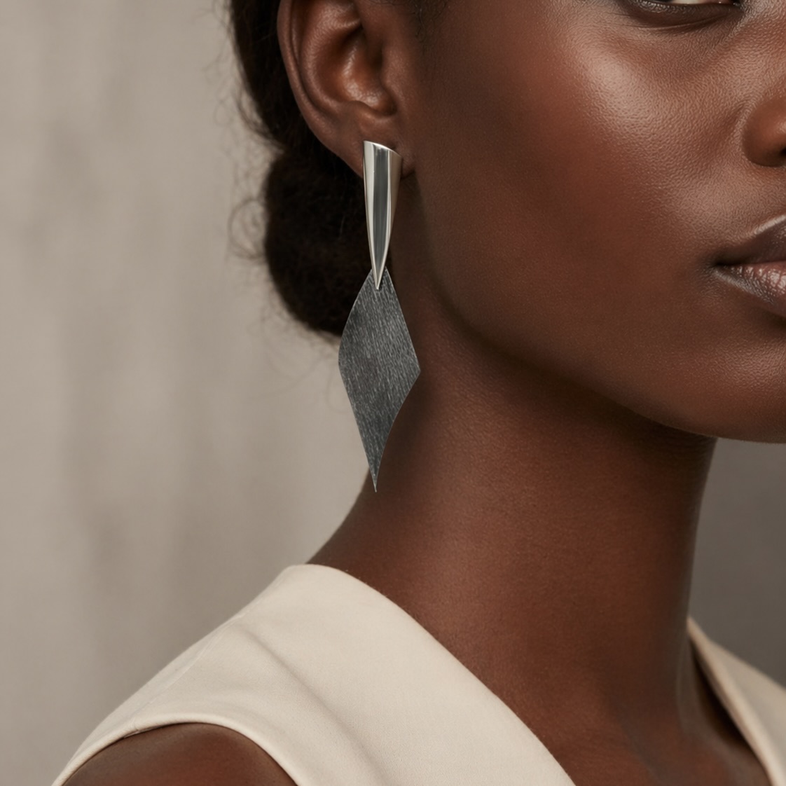 Sterling Silver 925 Dangle Drop Textured Oxidised Earrings "Callison" - Image 3