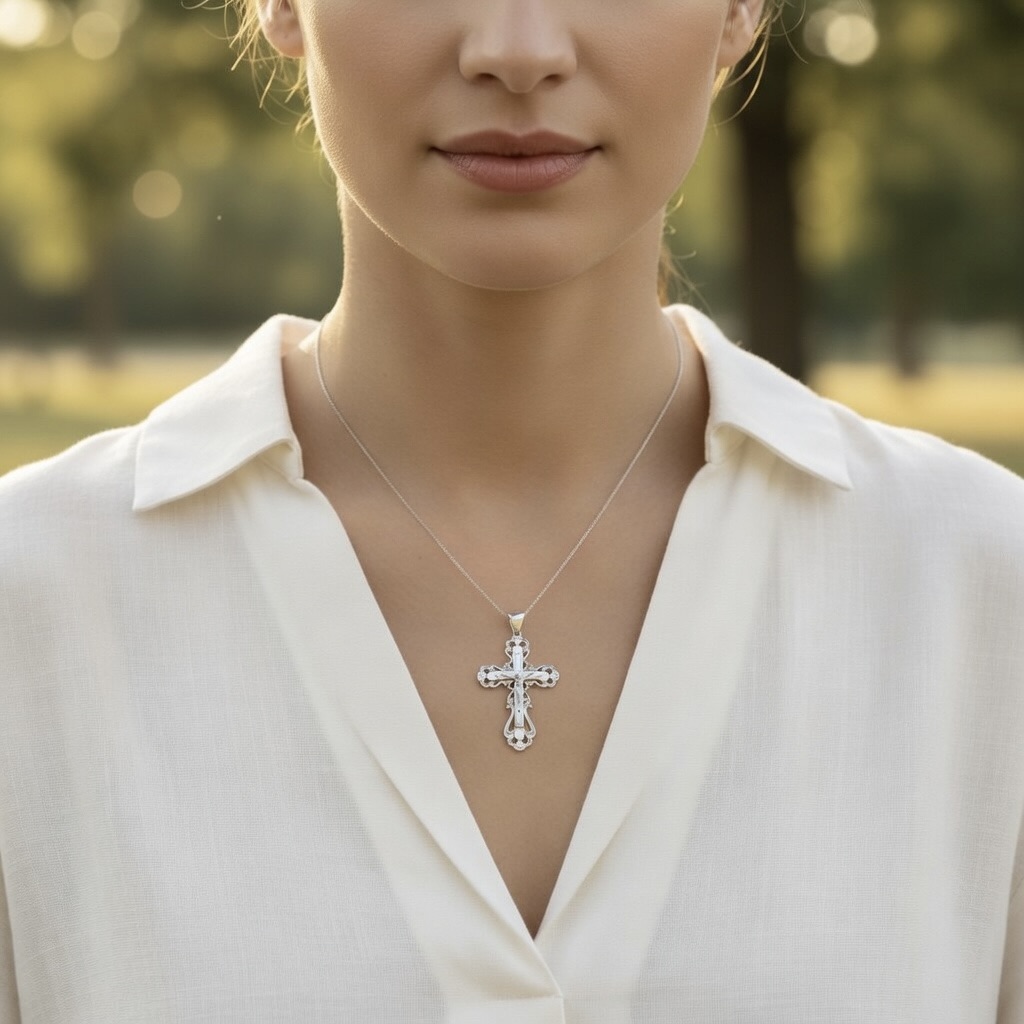 Sterling Silver 925 Cross Crucifix Pendant "Lord" - Image 3
