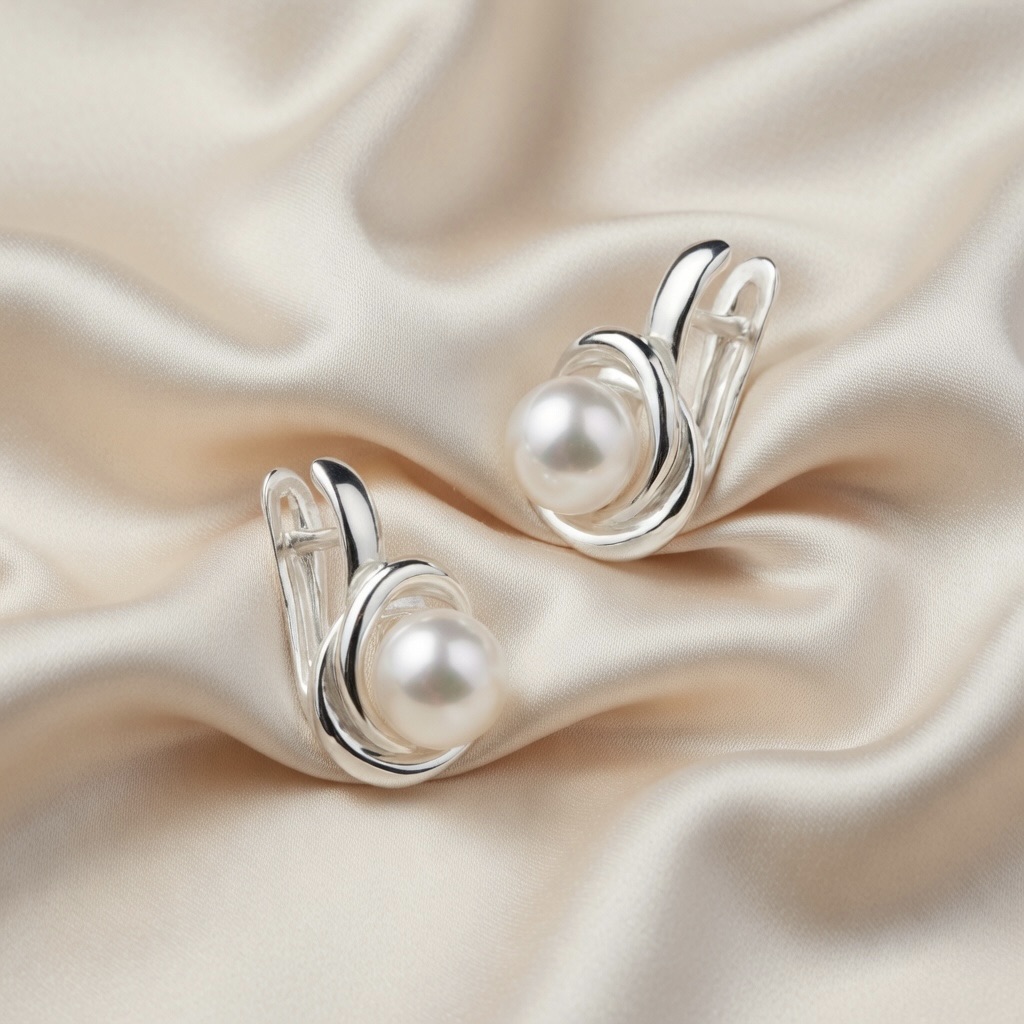 Sterling Silver 925 Freshwater Pearl Earrings “Twisted Grace” - Image 3