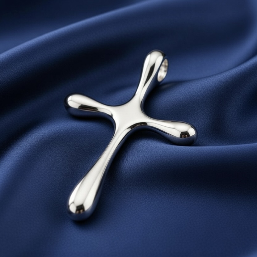 Sterling Silver 925 Cross Pendant "Pure Lines" - Image 2