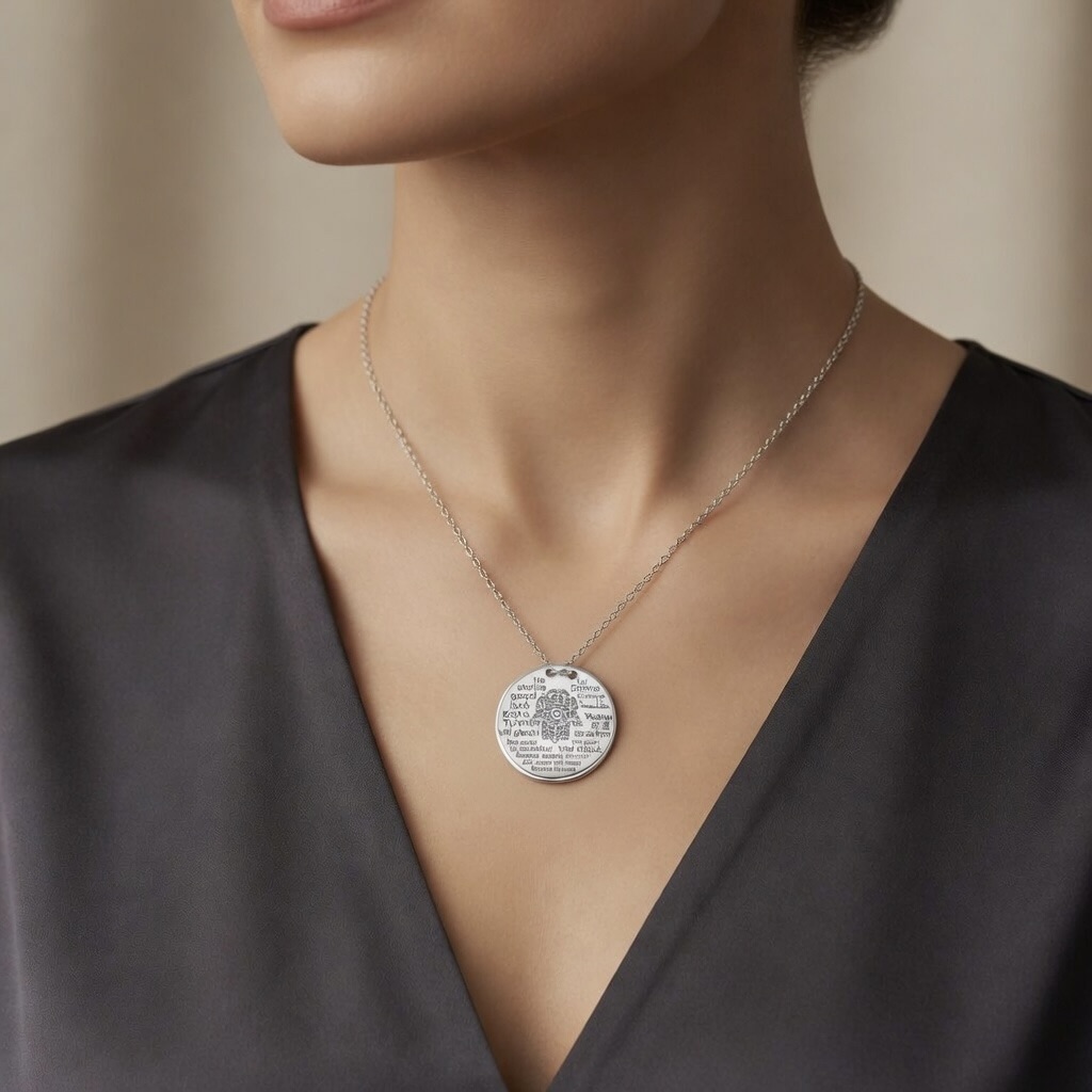 Sterling Silver 925 Multilingual Pendant Necklace "Good Luck" - Image 3