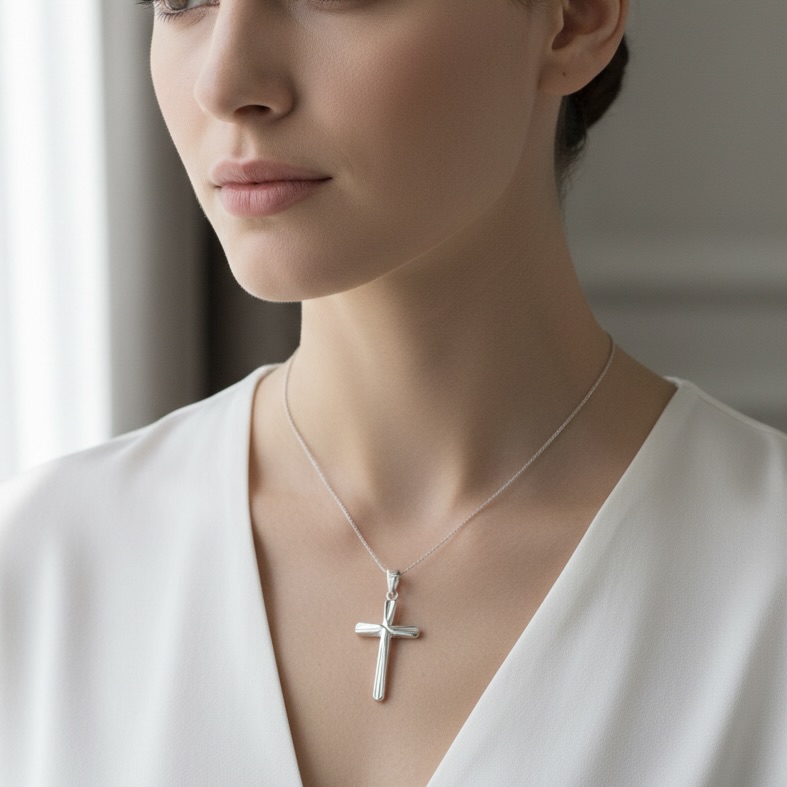 Sterling Silver 925 Cross Pendant "Divine" - Image 3
