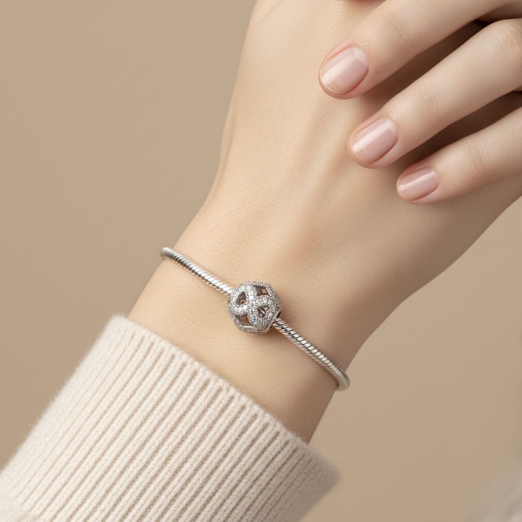 Sterling Silver 925 Sparkling Infinity Bracelet Bead Charm “Endless Shine” - Image 4