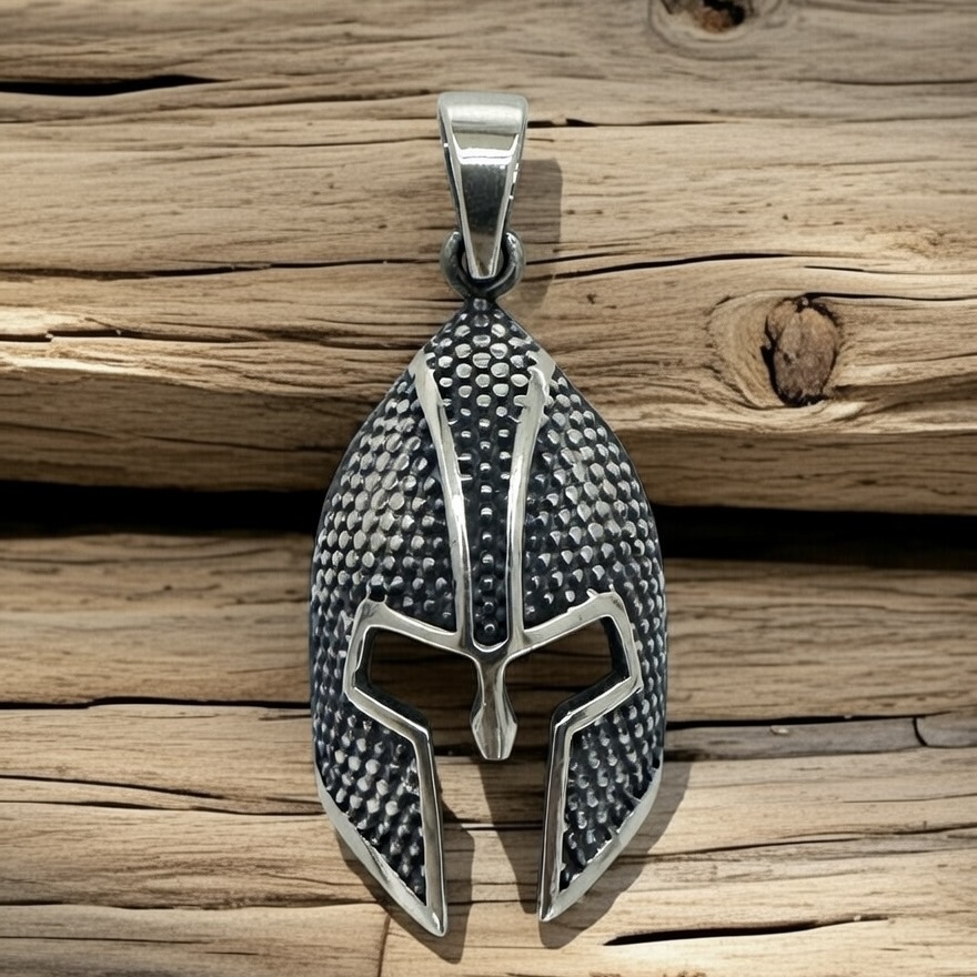 Sterling Silver 925 Spartan Helmet Warrior Pendant "Laconia" - Silver Image 2
