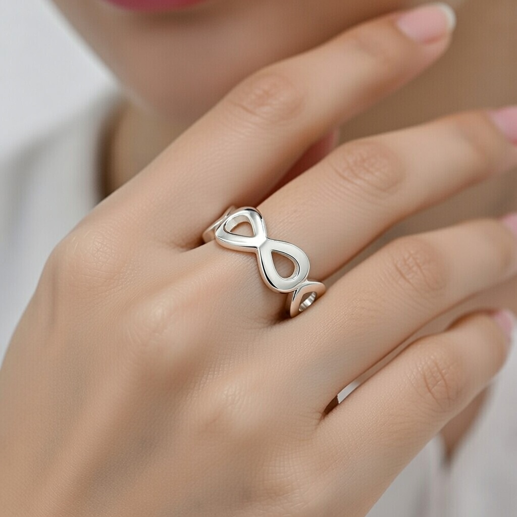 Sterling Silver 925 Infinity Symbol Wrap Ring "Emra" - Silver Image 3