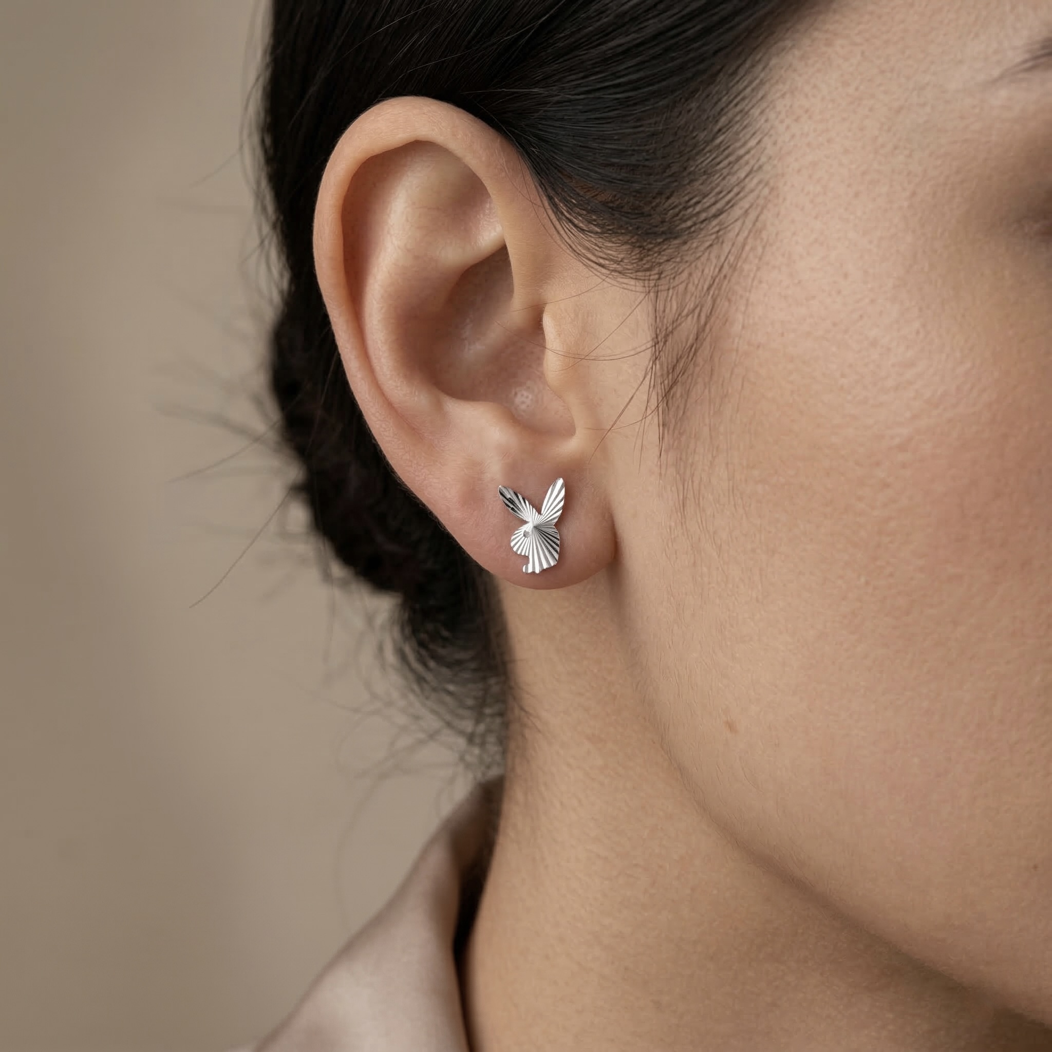 Sterling Silver 925 Bunny Stud Earrings "Naughty Jack" - Image 3