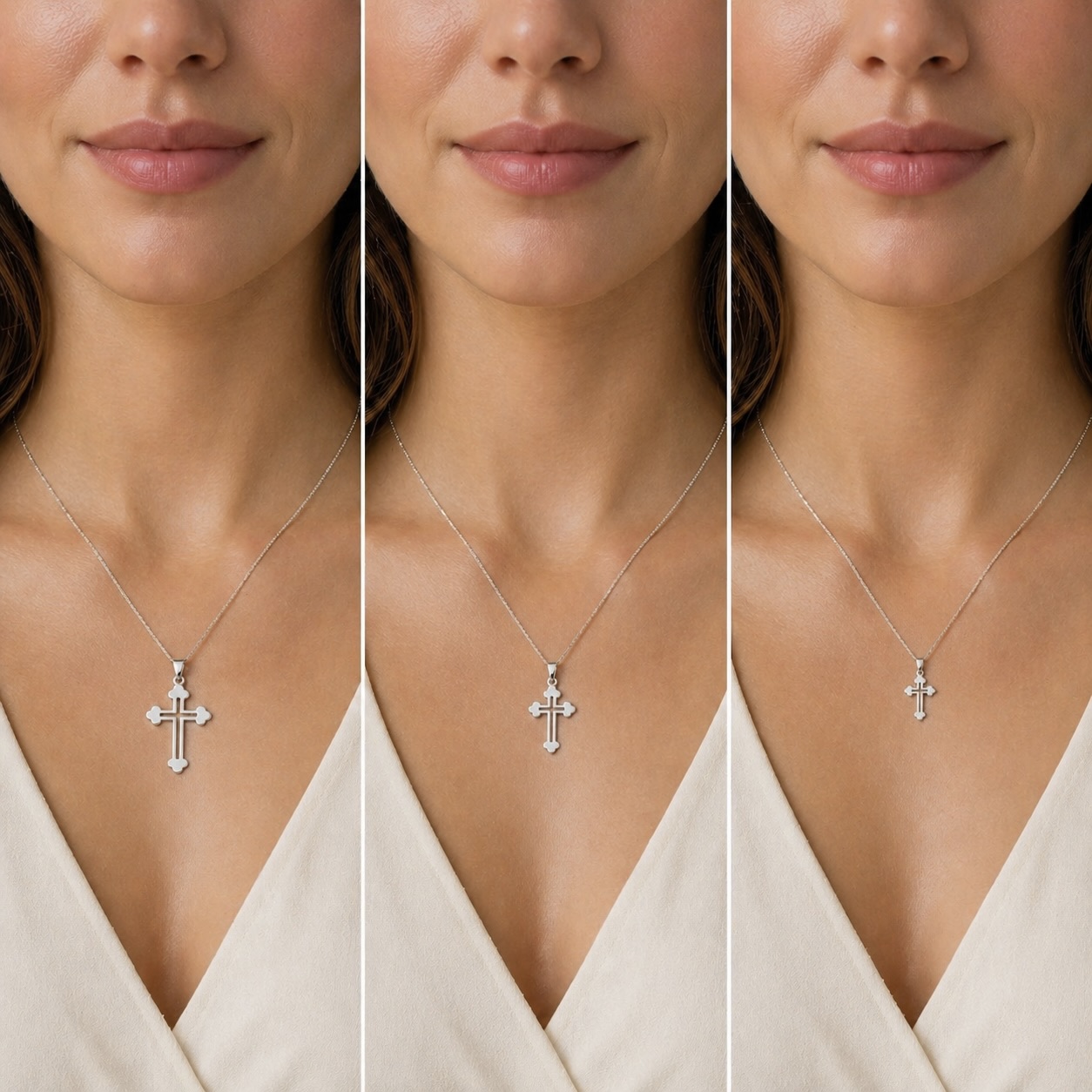 Sterling Silver 925 Trefoil Cross Pendant "Triad" - Image 3