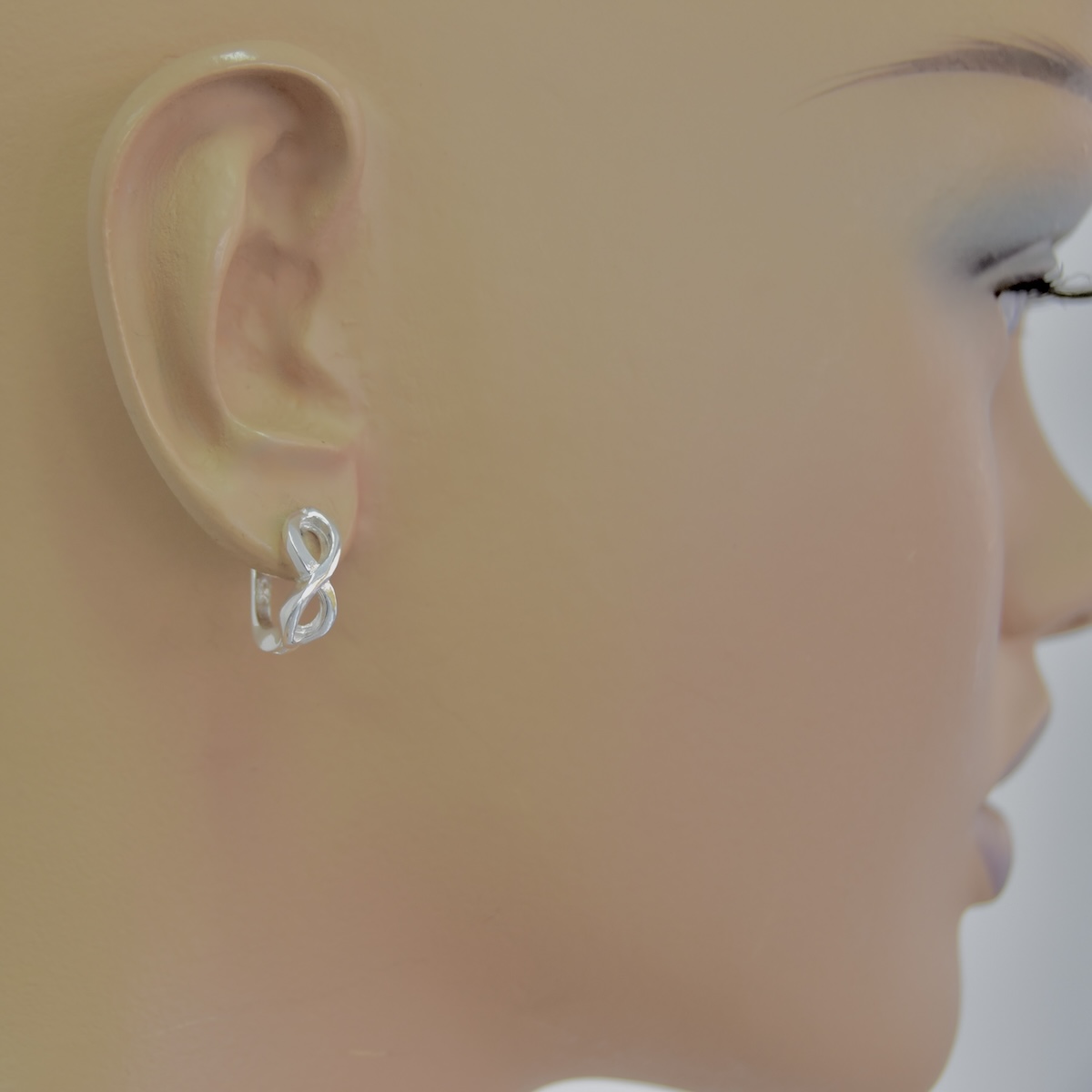 Sterling Silver 925 Infinity Symbol Hoop Earrings "Eterna" - Silver Image 3