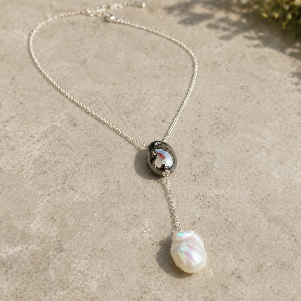 Sterling Silver 925 Pearl Necklace Pendant "Alluvial" - Image 2