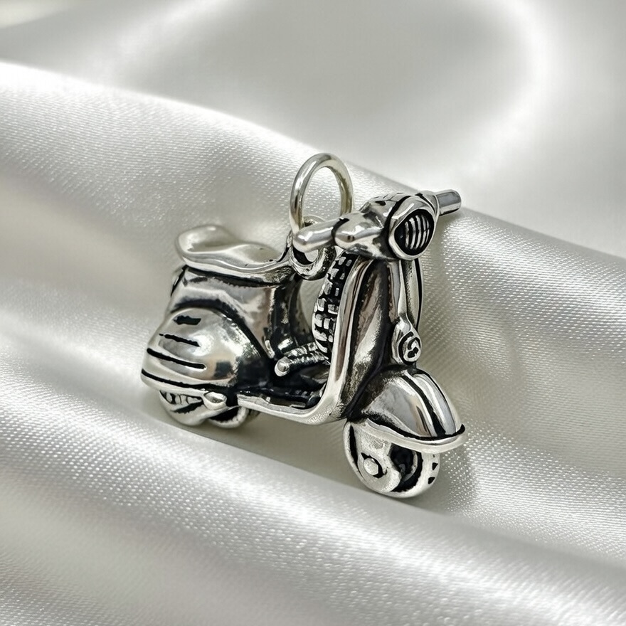 Sterling Silver 925 Vespa Scooter Charm Pendant "Audrey" - Silver Image 3