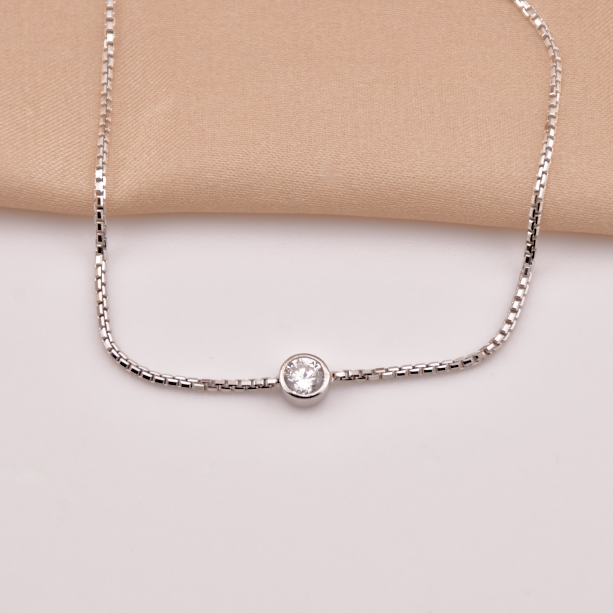 Sterling Silver 925 Solitaire CZ Bracelet "Gemma" - Silver Image 3