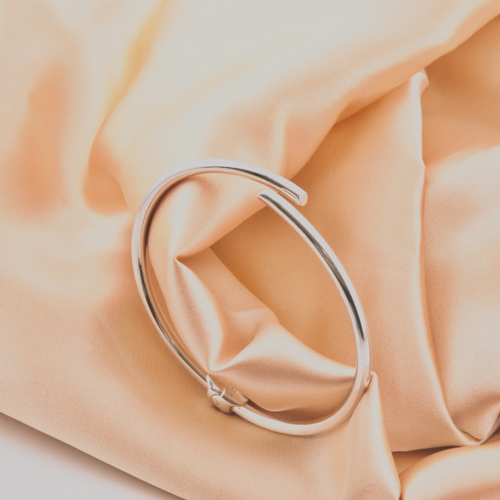 Sterling Silver 925 Minimalist Open Cuff Bracelet "Essentials" - Silver Image 2