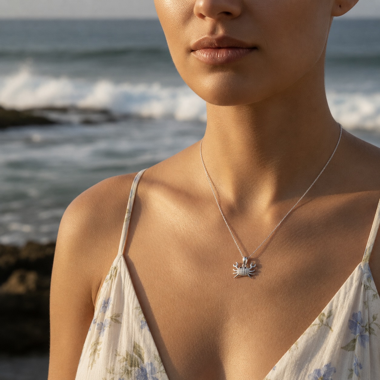 Sterling Silver 925 Crab CZ Pendant "Kani" - Image 3
