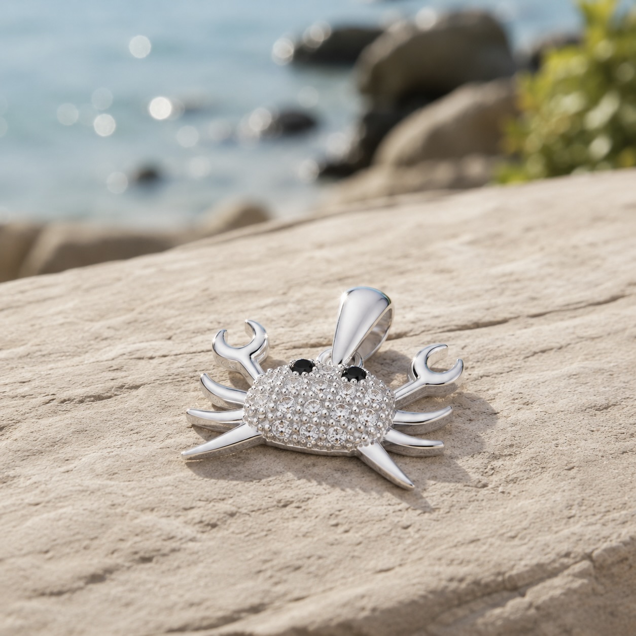 Sterling Silver 925 Crab CZ Pendant "Kani" - Image 2
