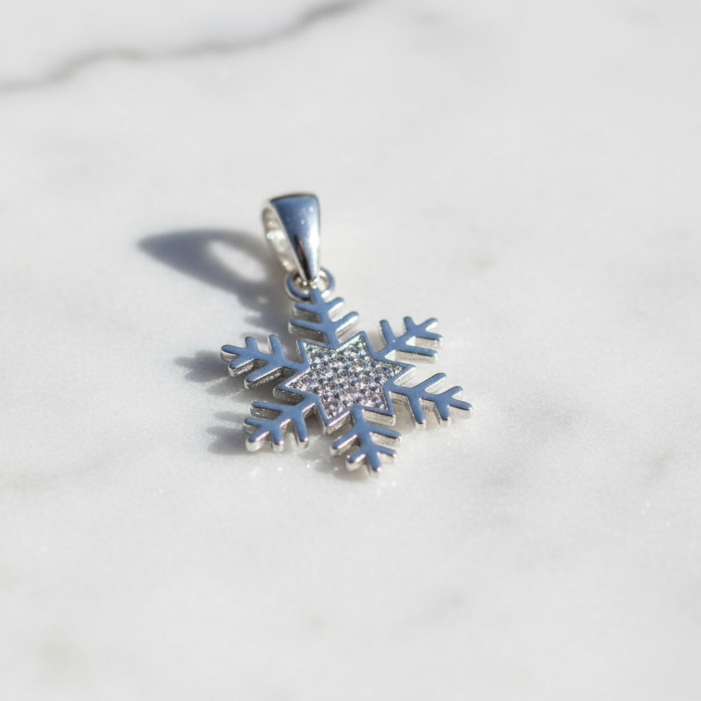 Sterling Silver 925 Snowflake CZ Pendant "Winter" - Image 2