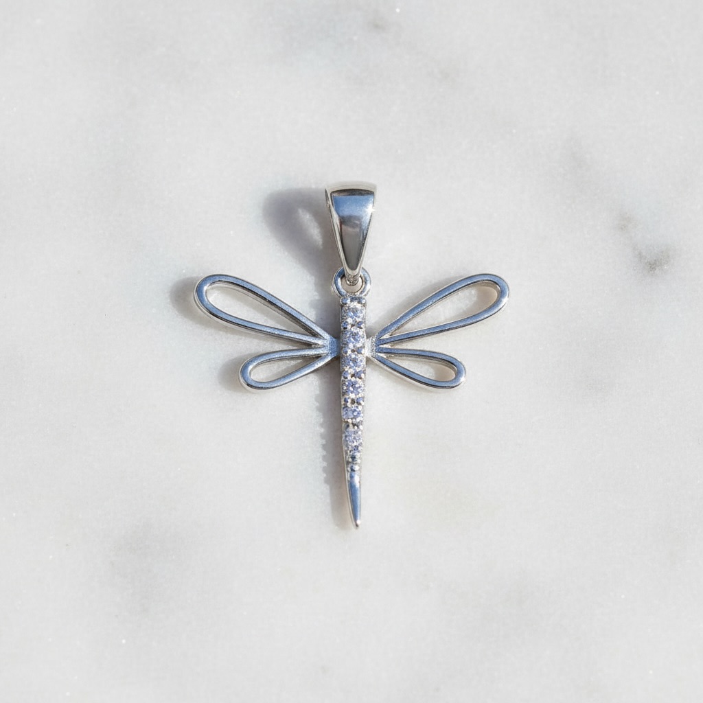 Sterling Silver 925 Dragonfly CZ Pendant "Fey" - Image 2