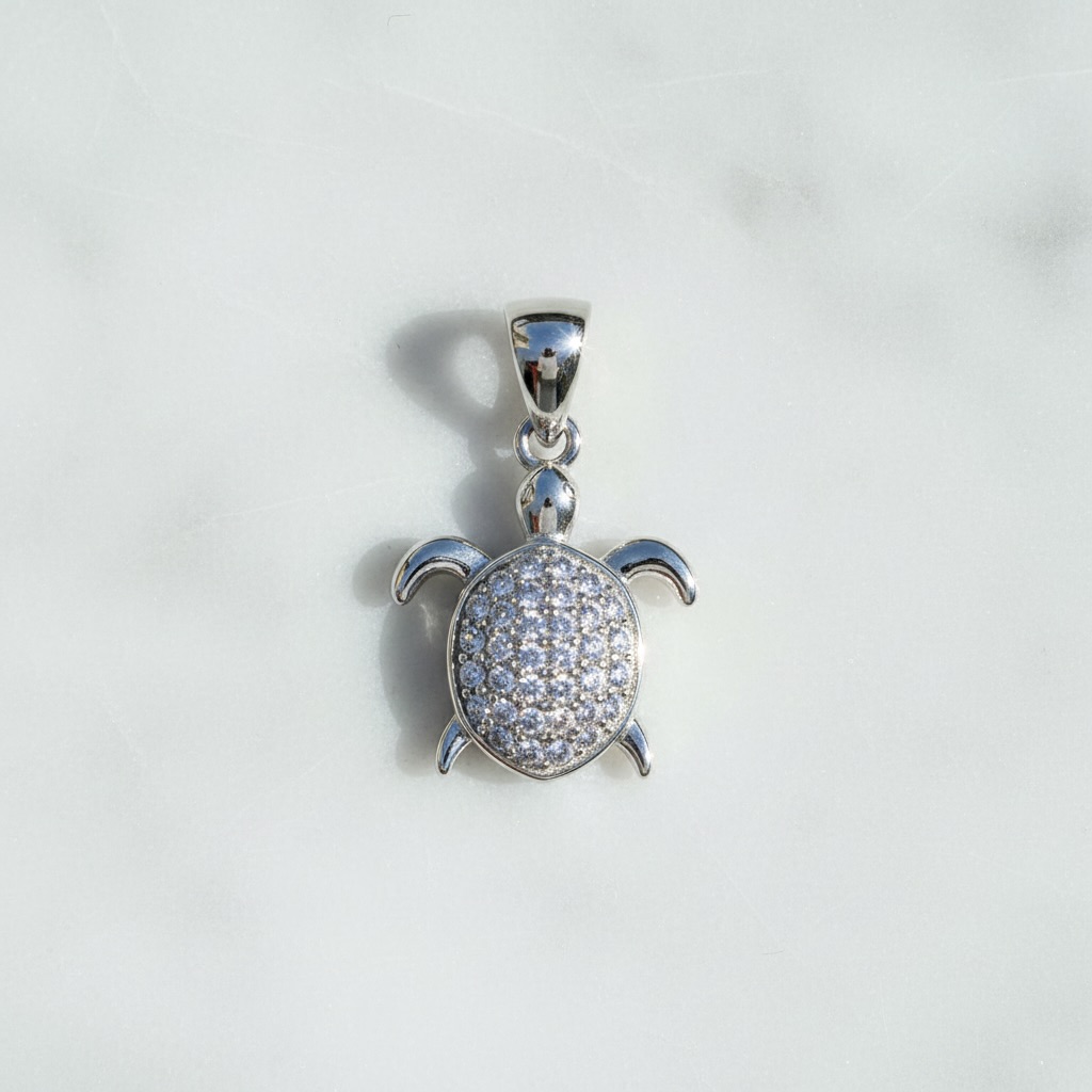 Sterling Silver 925 Sea Turtle CZ Pendant "Myrtle" - Image 2