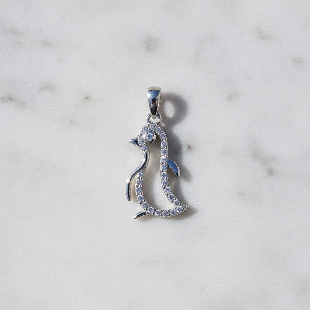 Sterling Silver 925 Penguin CZ Pendant "Galapagos" - Image 2