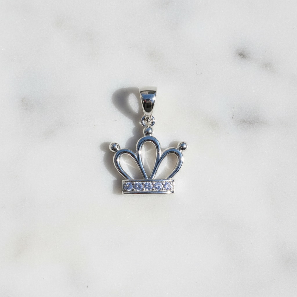 Sterling Silver 925 Royal Crown CZ Pendant "Tiara" - Image 2