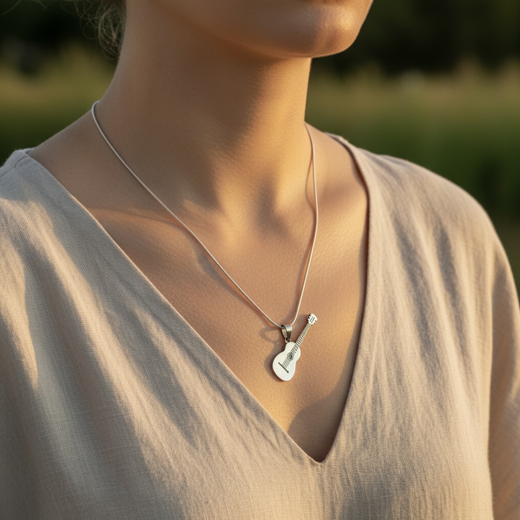 Sterling Silver 925 Guitar Unisex Pendant "Jimi" - Image 4