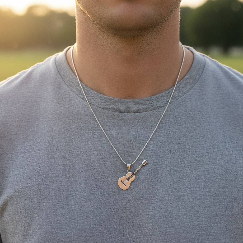 Sterling Silver 925 Guitar Unisex Pendant "Jimi" - Image 3