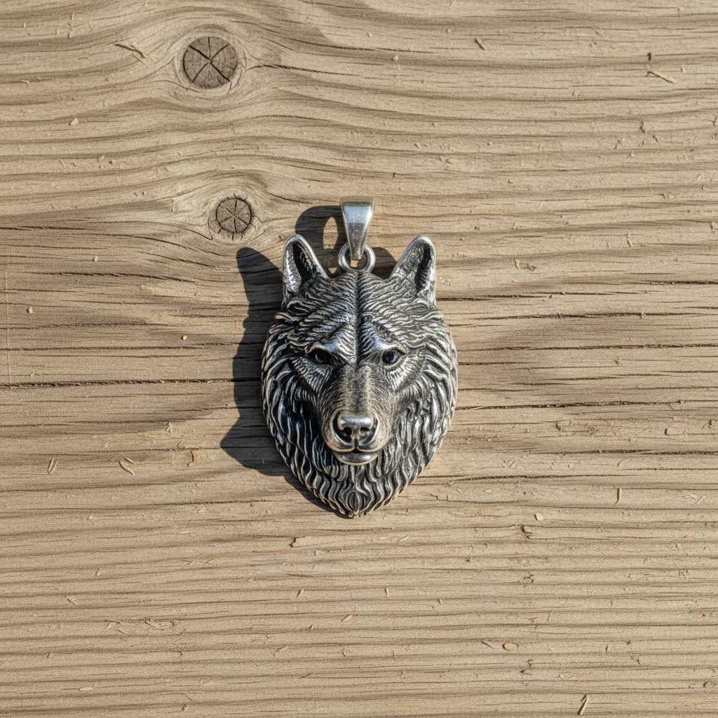Sterling Silver 925 Wolf Head Pendant "Stark" - Image 2