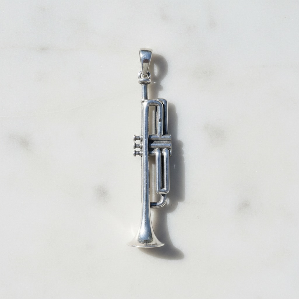 Sterling Silver 925 Trumpet Unisex Pendant "Jazzy" - Image 2