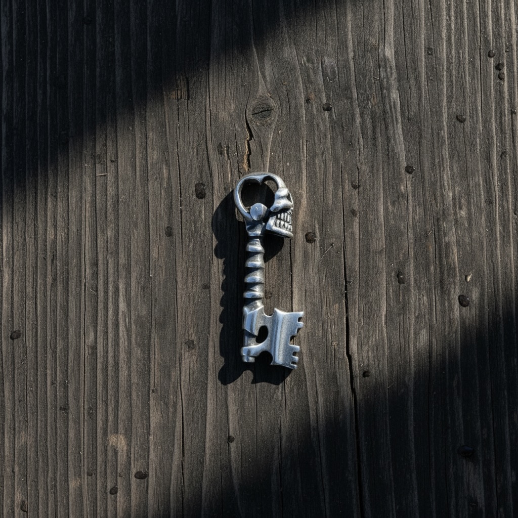 Sterling Silver 925 Skull Key Biker Pendant "Arkan" - Image 3