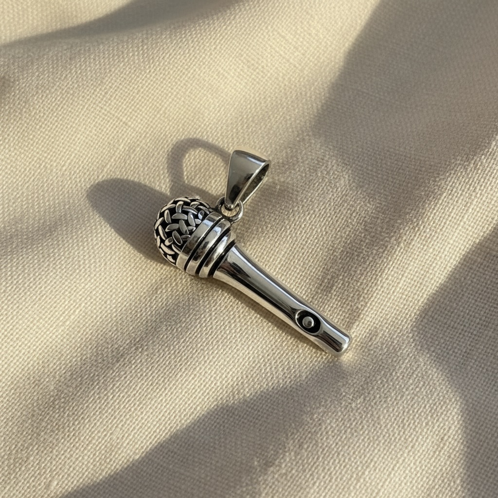 Sterling Silver 925 Microphone Unisex Pendant "Vox Populi" - Image 2
