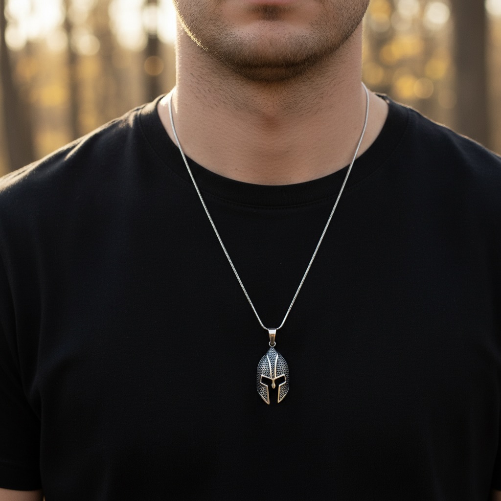 Sterling Silver 925 Spartan Helmet Warrior Pendant "Laconia" - Image 3