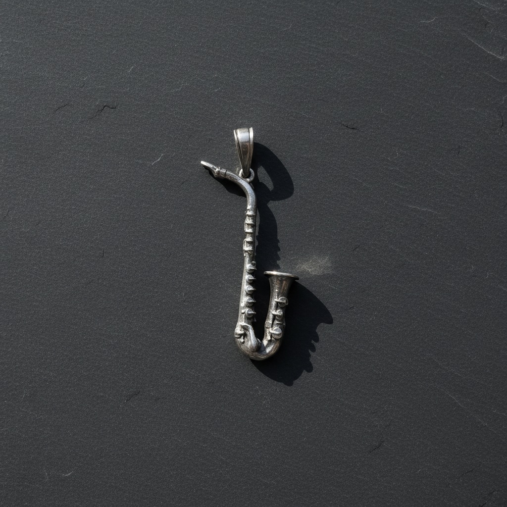 Sterling Silver 925 Saxophone Jazz Pendant "Alto" - Image 2