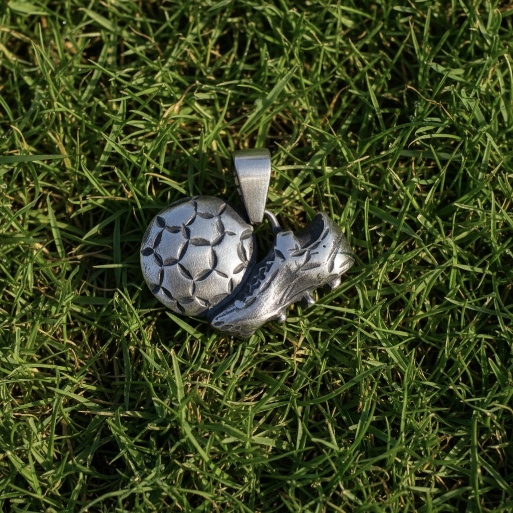 Sterling Silver 925 Football Boot Ball Pendant "G.O.A.T" - Image 2