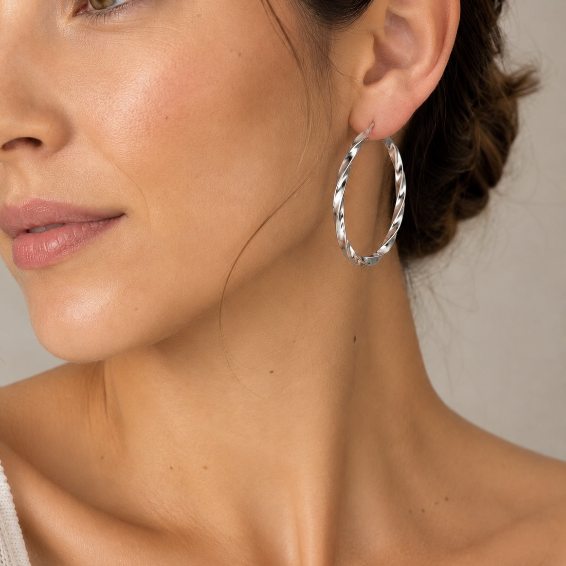 Sterling Silver 925 Twisted Hoop Earrings "Eira" - Image 3
